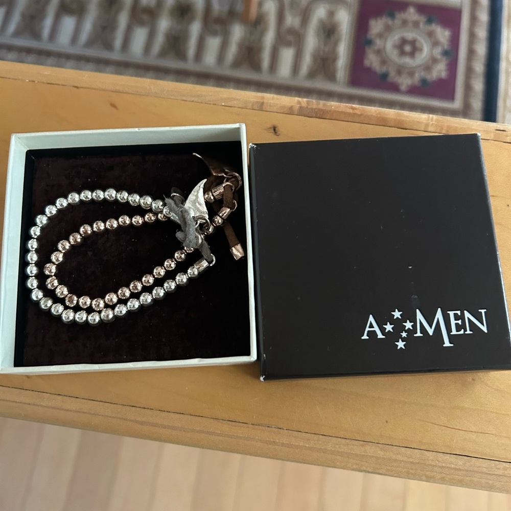 Dual Strand Silver Beaded Bracelet